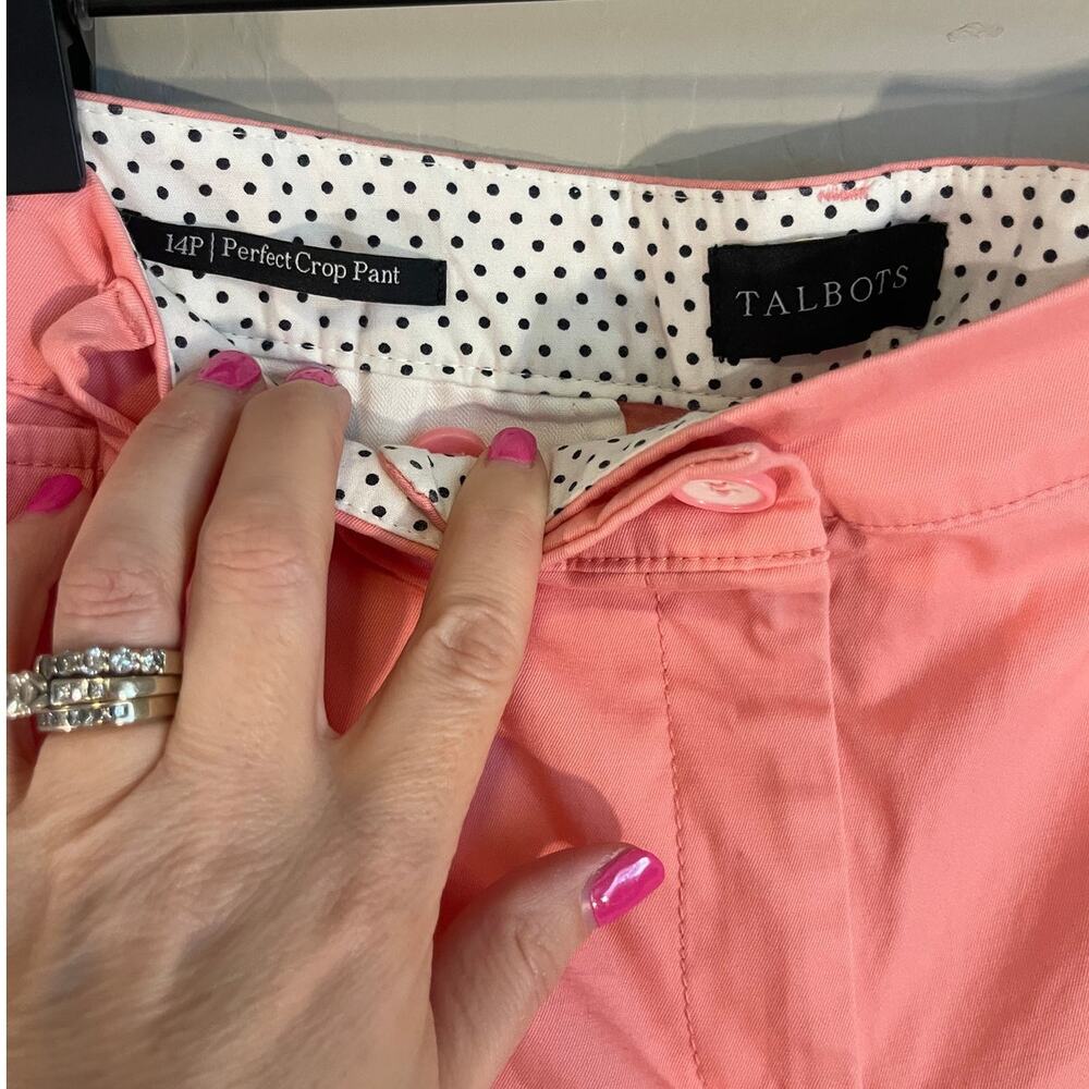 Talbots Women's Pink/Coral Perfect Crop pants with button detail - 14 Petite - Picture 5 of 5